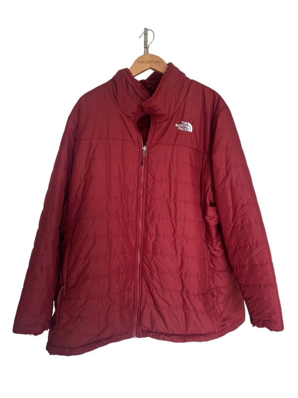 The North Face 3X Womens Maroon Mossbud Insulated Reversible Plus Jacket